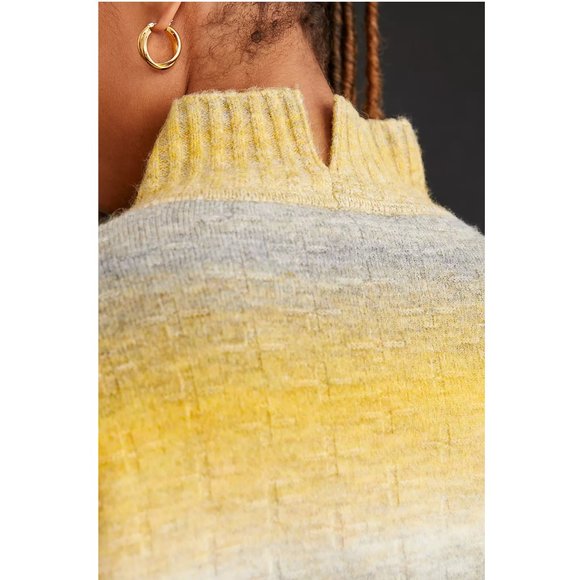 Anthropologie Pilcro Cropped Mock-Neck Sweater - Yellow Gray Ombre - XL - Picture 3 of 12